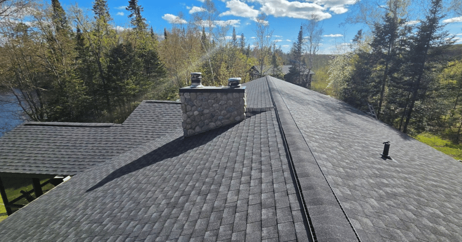 Clam Lake, WI home after GAF Timberline UHDZ roof replacement and attic insulation improvements by Precise Exteriors.