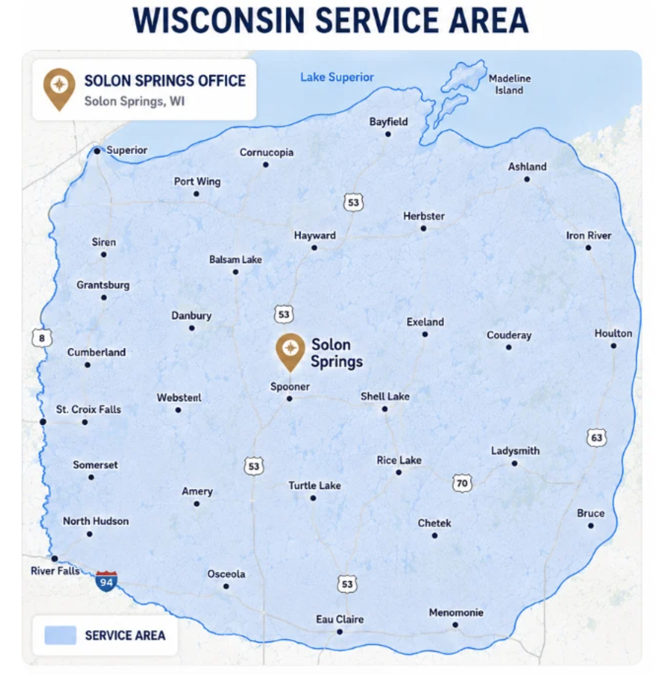 Precise Exteriors Wisconsin Service Area Map