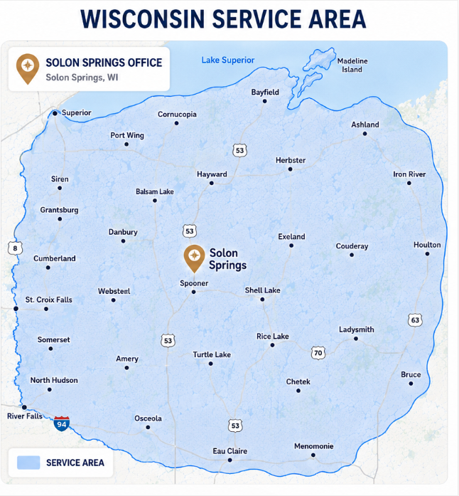 Precise Exteriors Wisconsin Service Area Map